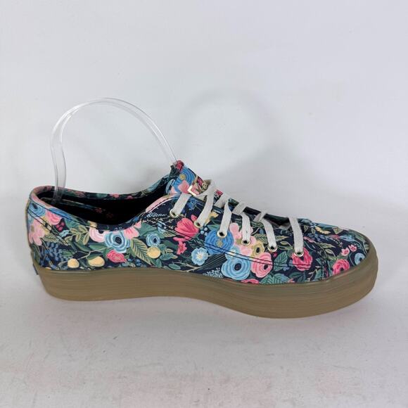 Keds x Rifle Paper Co. Triple Kick Garden Party Sneakers Womens 10 Navy Multi - Picture 3 of 10